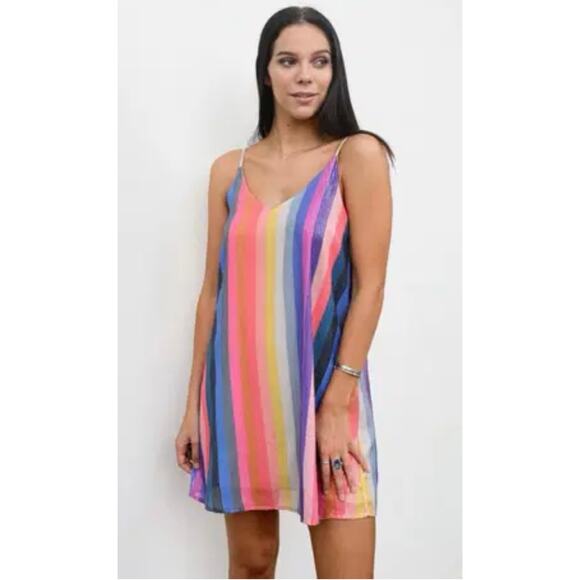Storia Sequin Striped‎ Mini Party Dress Multicolor Size Small - Picture 1 of 9